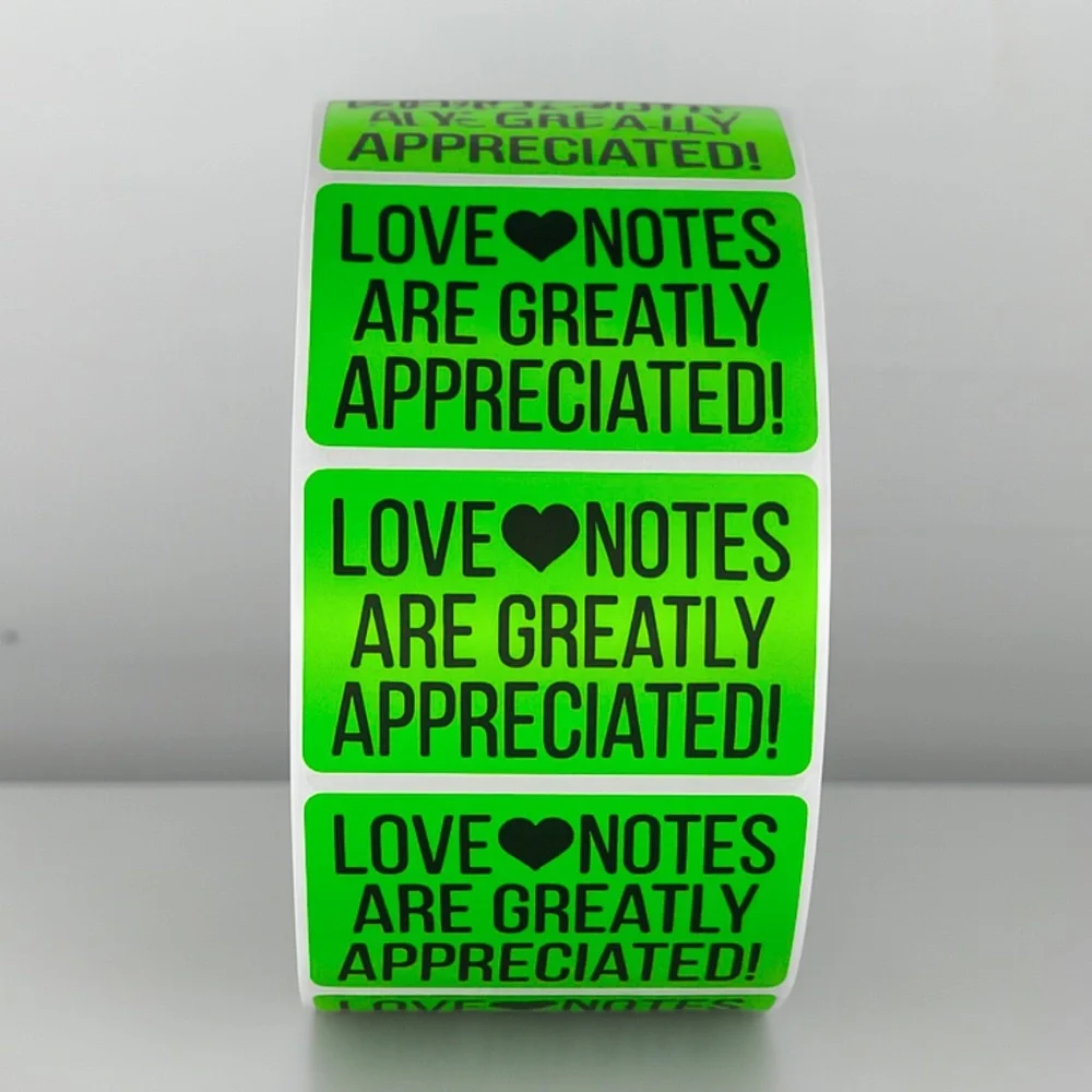 Love Notes Are Appreciated Stickers | Small Business Thank You Labels